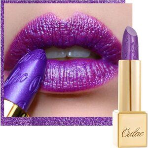 🆕  Metallic Glitter Purple Lipstick Lightweight Soft Hydrating Full-Coverage